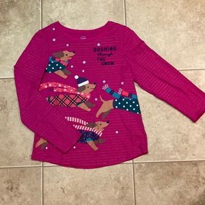 Pink and gold striped long sleeved winter shirt